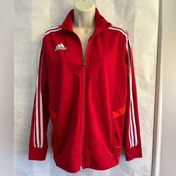 Adidas Climate red & white juniors full zip jacket Sz-L (14/16) Q17 - Picture 1 of 10